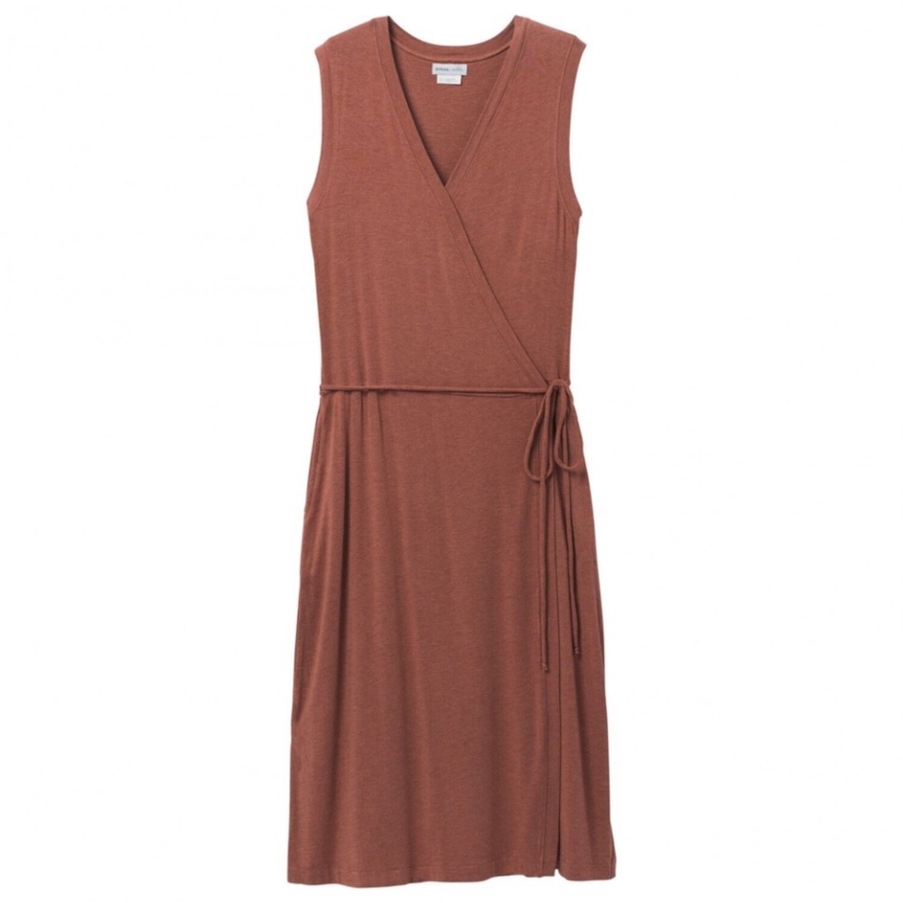 PRANA dress mock wrap Foundation terra stretchy cotton mix jersey M - Picture 7 of 12